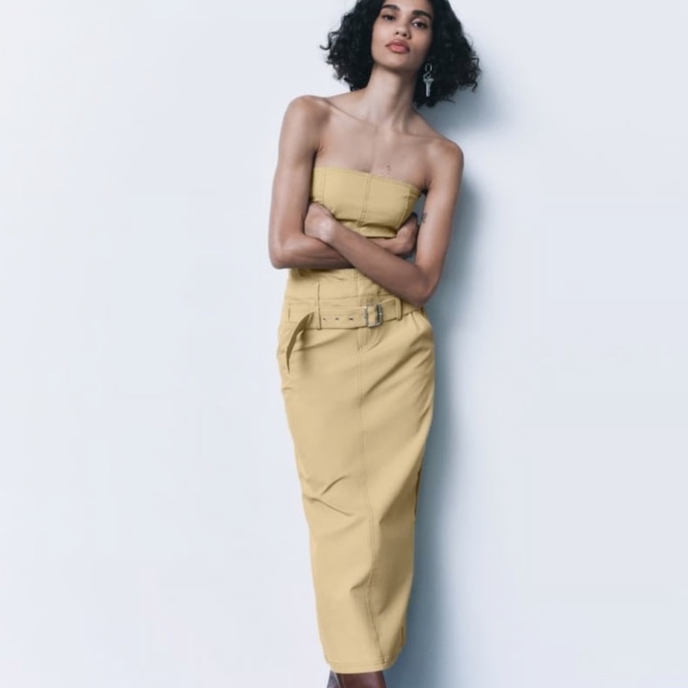 Zara Strapless Elasticized Dress Size Small